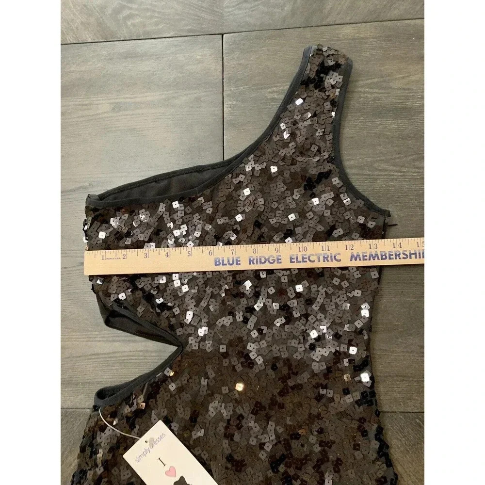 New Promgirl Simply Dresses Black Sparkly Cocktail Dress With Sequins NWT Small - Picture 6 of 9